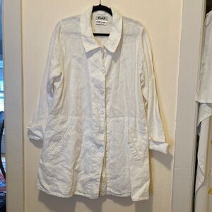 100% Linen White Button-Up Dress/Jacket
